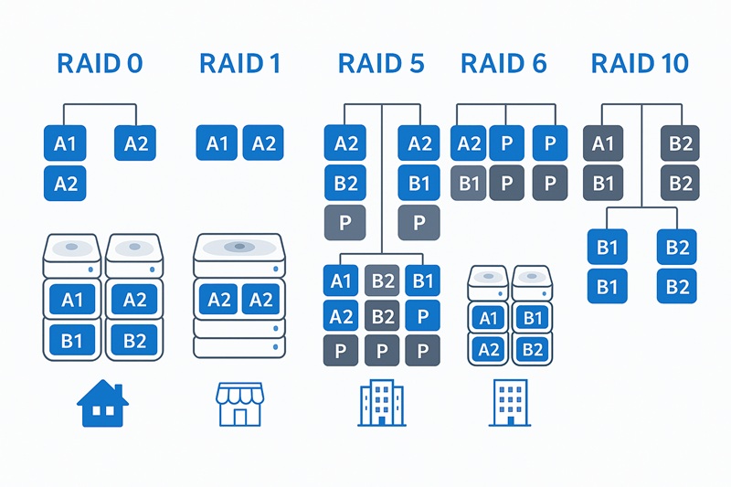 Different RAID configurations and structures